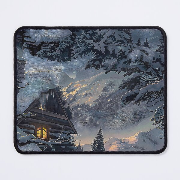 Item preview, a cozy cabin nestled deep within a snow-laden winter forest. designed and sold by CheerForGoods.