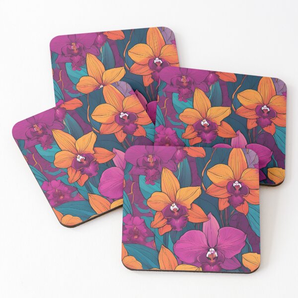 Item preview, Orchid Fusion - Vibrant Floral Pattern designed and sold by Line in Bloom.