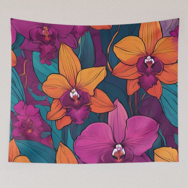 Item preview, Orchid Fusion - Vibrant Floral Pattern designed and sold by Line in Bloom.