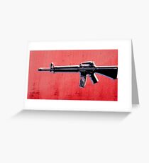 M16 Assault Rifle on Red Greeting Card