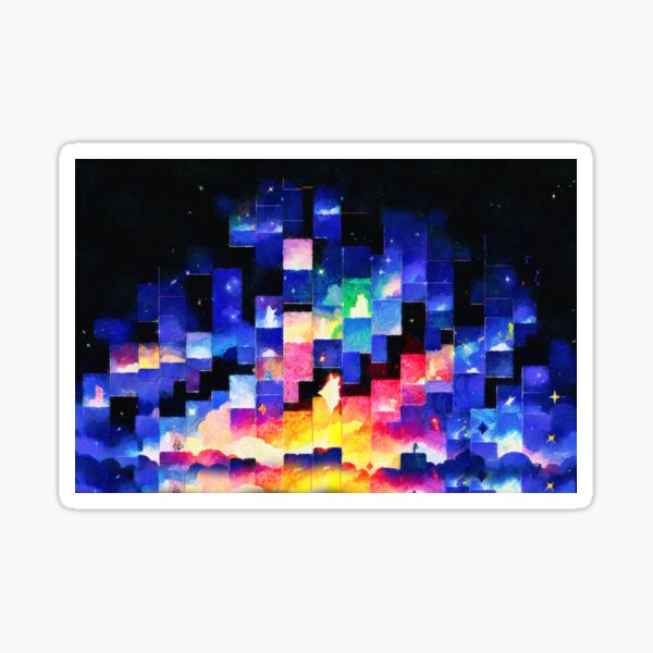 Digital collage, Rainbow Explosions Nebula in Galaxy, Hard attack, Art Inspirations Sticker