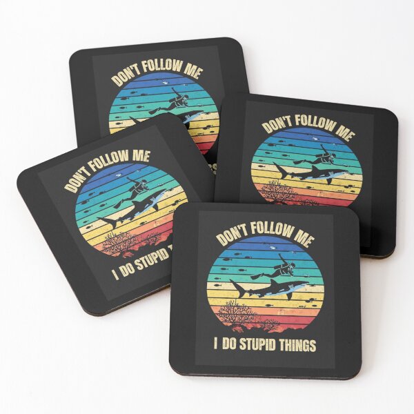 Item preview, "Don't Follow Me, I Do Stupid Things" Funny Scuba Diving & Snorkeling Vintage Retro T-Shirt designed and sold by Colorful-Garden.