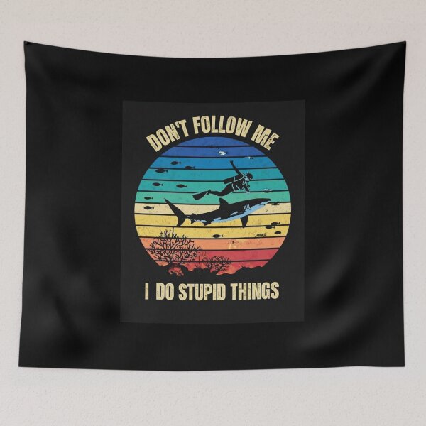 Item preview, "Don't Follow Me, I Do Stupid Things" Funny Scuba Diving & Snorkeling Vintage Retro T-Shirt designed and sold by Colorful-Garden.