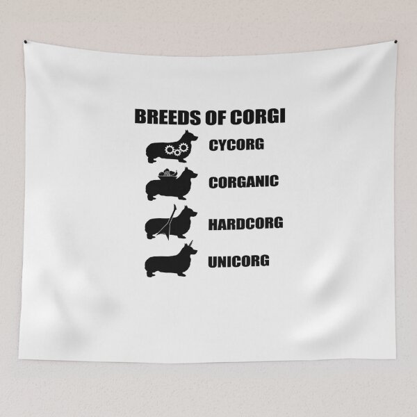 Item preview, Breeds of Corgi Cycorg Corganic Hardcorg Unicorg designed and sold by TeeTimeGuys.