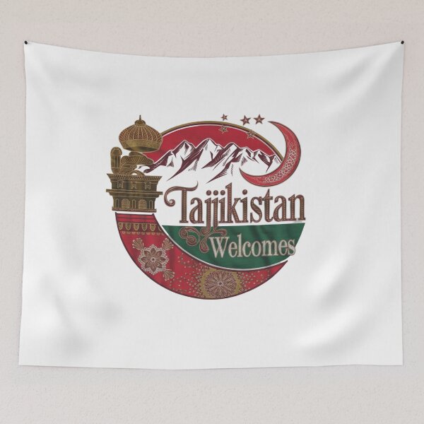 Item preview, Tajikistan Welcomes Flag Map Dushanbe, Amu-daria River designed and sold by AnimalsDH305.
