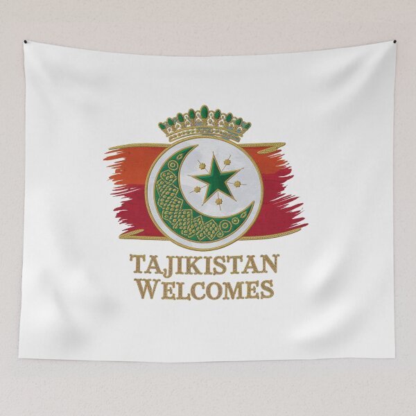 Item preview, Tajikistan Welcomes Flag Map Dushanbe, Amu-daria River designed and sold by AnimalsDH305.