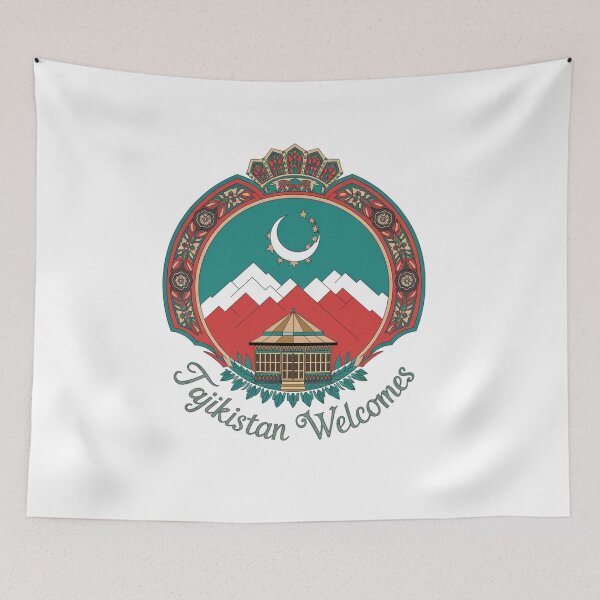 Item preview, Tajikistan Welcomes Flag Map Dushanbe, Amu-daria River designed and sold by AnimalsDH305.