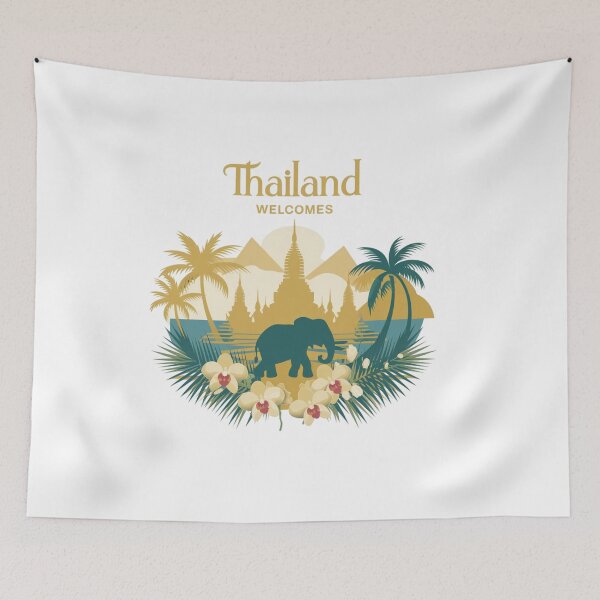 Item preview, Thailand Welcomes Flag Map Bangkok, Menam River designed and sold by AnimalsDH305.
