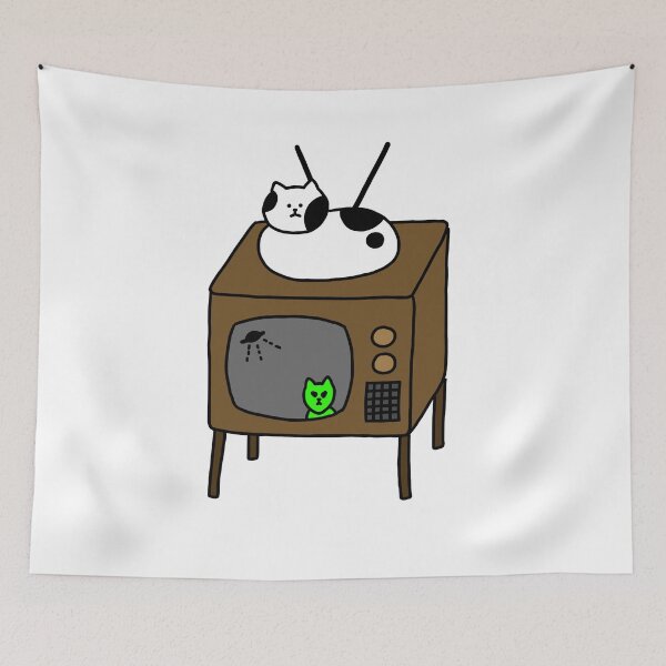 Item preview, a Cat on the old television designed and sold by superbaechoo.