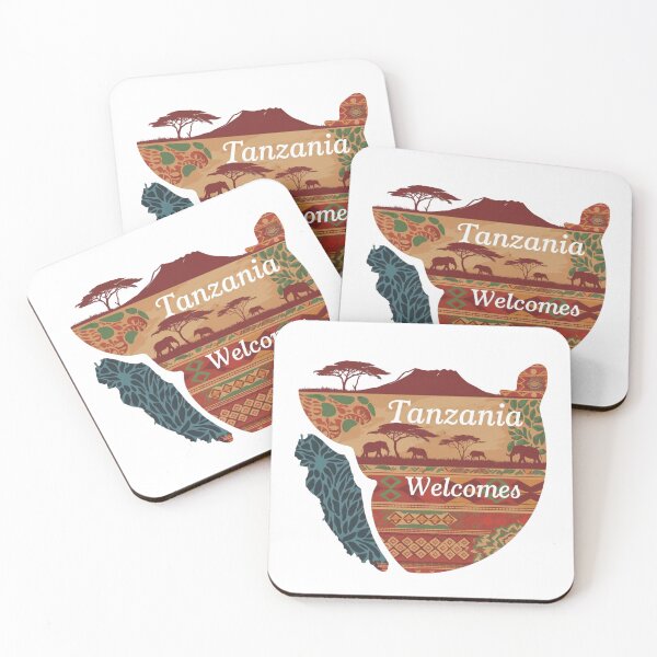 Item preview, Tanzania Welcomes Flag Map Kilimanjaro, Zanzibar, Lake Victoria, designed and sold by AnimalsDH305.