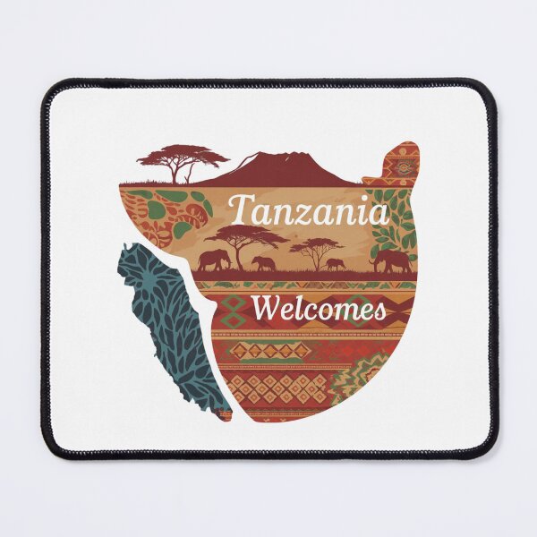 Item preview, Tanzania Welcomes Flag Map Kilimanjaro, Zanzibar, Lake Victoria, designed and sold by AnimalsDH305.