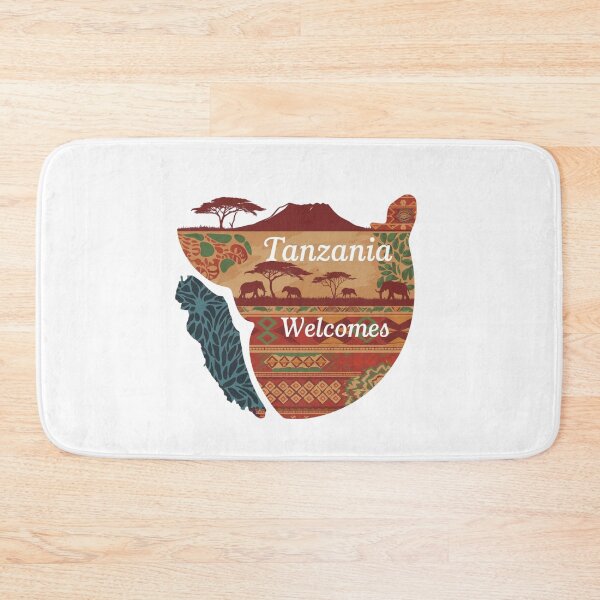 Item preview, Tanzania Welcomes Flag Map Kilimanjaro, Zanzibar, Lake Victoria, designed and sold by AnimalsDH305.