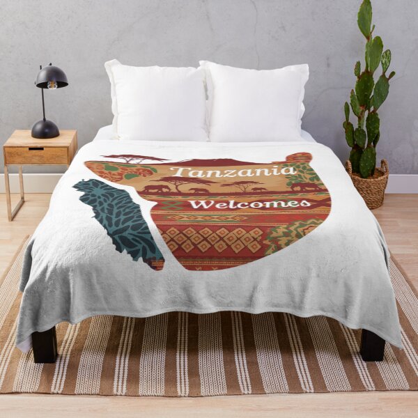 Item preview, Tanzania Welcomes Flag Map Kilimanjaro, Zanzibar, Lake Victoria, designed and sold by AnimalsDH305.