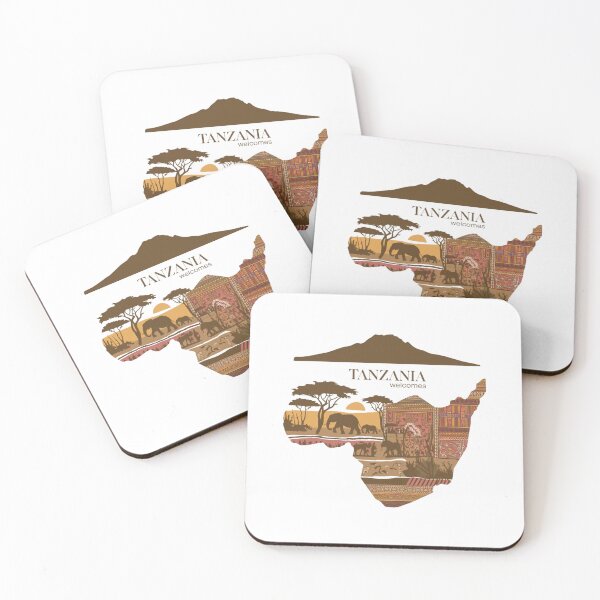 Item preview, Tanzania Welcomes Flag Map Kilimanjaro, Zanzibar, Lake Victoria, designed and sold by AnimalsDH305.