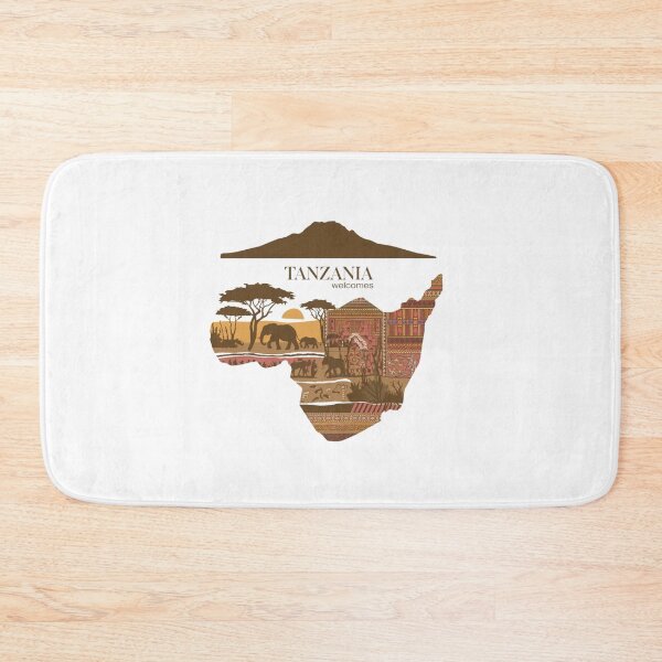 Item preview, Tanzania Welcomes Flag Map Kilimanjaro, Zanzibar, Lake Victoria, designed and sold by AnimalsDH305.