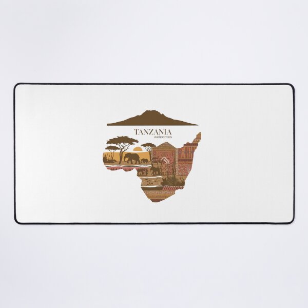 Item preview, Tanzania Welcomes Flag Map Kilimanjaro, Zanzibar, Lake Victoria, designed and sold by AnimalsDH305.