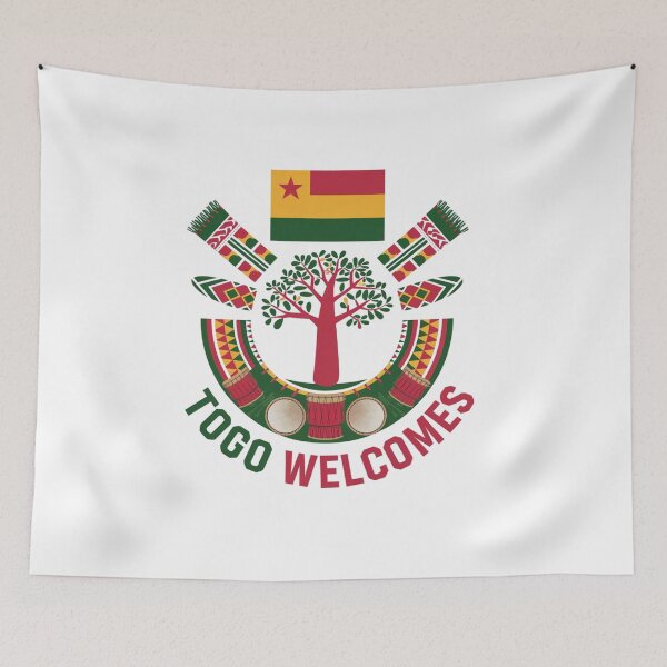 Item preview, Togo Welcomes Flag Map Lomé, Togo mountains designed and sold by AnimalsDH305.
