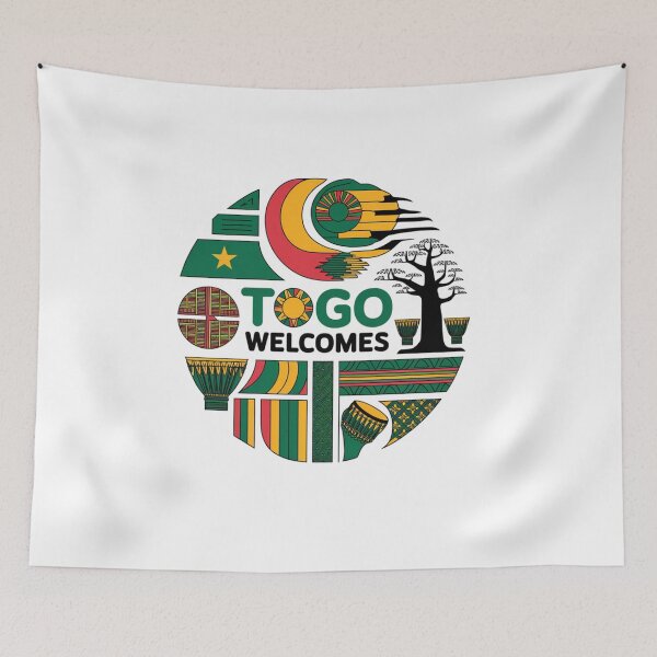 Item preview, Togo Welcomes Flag Map Lomé, Togo mountains designed and sold by AnimalsDH305.