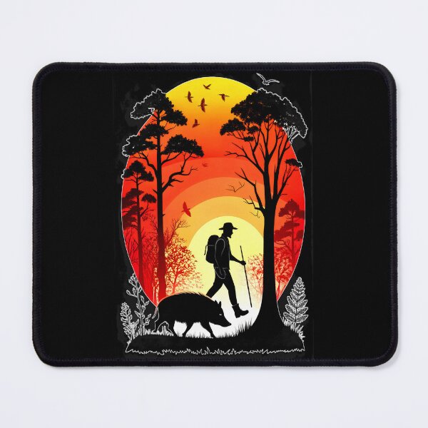 Item preview, African Sunset Trek - Adventurer & Boar Silhouette Art designed and sold by VikArtStudio.