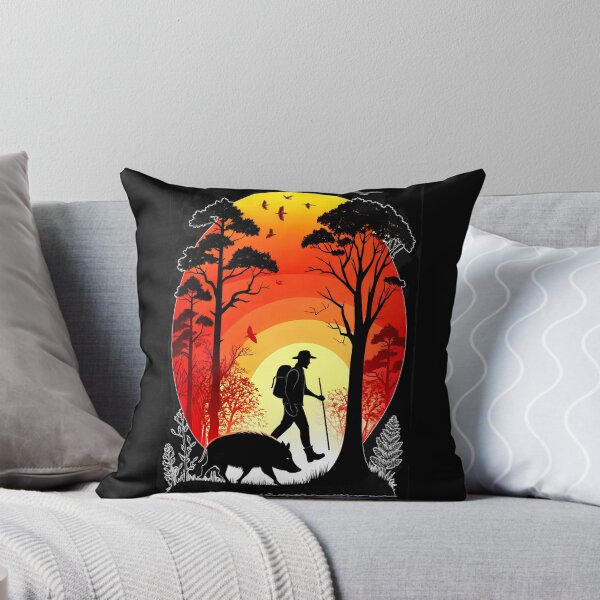 Item preview, African Sunset Trek - Adventurer & Boar Silhouette Art designed and sold by VikArtStudio.