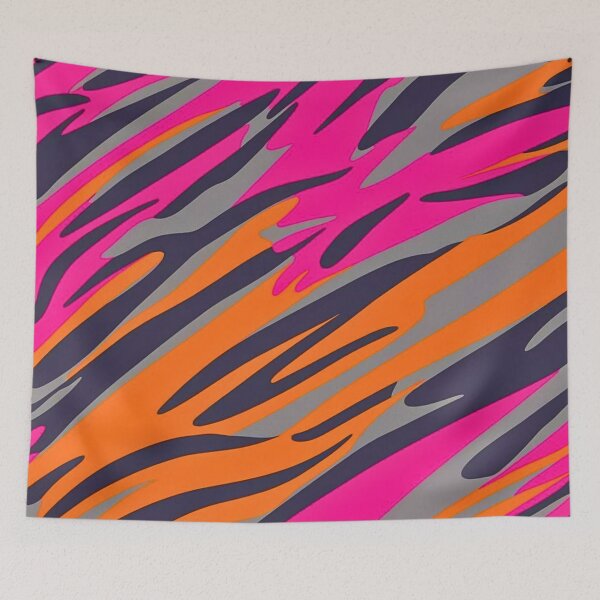 Item preview, Striking Tiger Stripe Camo Pattern Merging Bold Pink Gray Orange Camouflage Elements designed and sold by CamouflageLab.