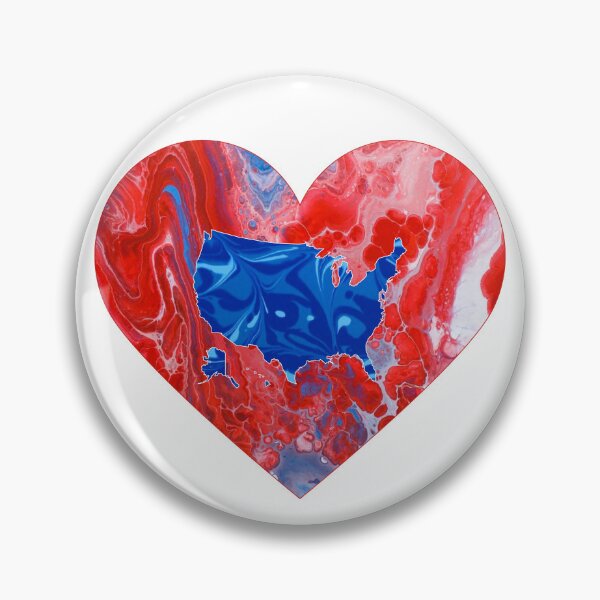 Item preview, Heart + U.S. Map - Patriotic - Flow Art / Pour Painting - jdp-04-0021 designed and sold by ANomadDesigns.