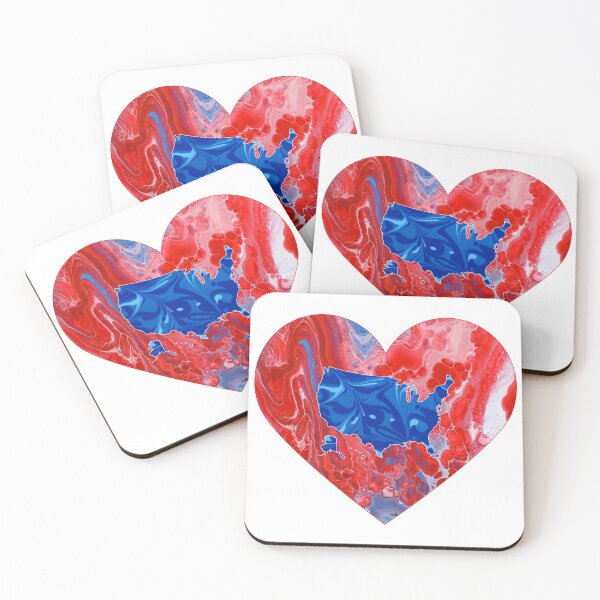 Item preview, Heart + U.S. Map - Patriotic - Flow Art / Pour Painting - jdp-04-0021 designed and sold by ANomadDesigns.