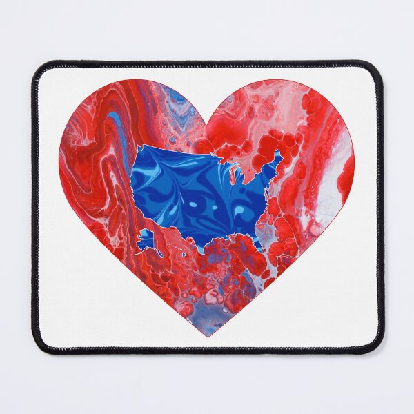 Item preview, Heart + U.S. Map - Patriotic - Flow Art / Pour Painting - jdp-04-0021 designed and sold by ANomadDesigns.