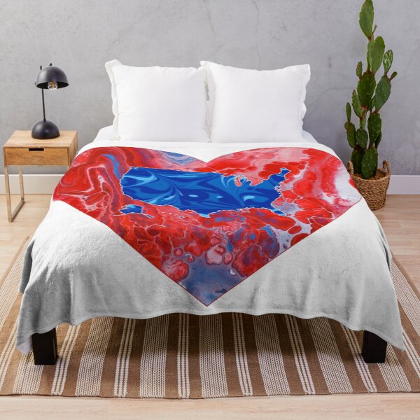 Item preview, Heart + U.S. Map - Patriotic - Flow Art / Pour Painting - jdp-04-0021 designed and sold by ANomadDesigns.