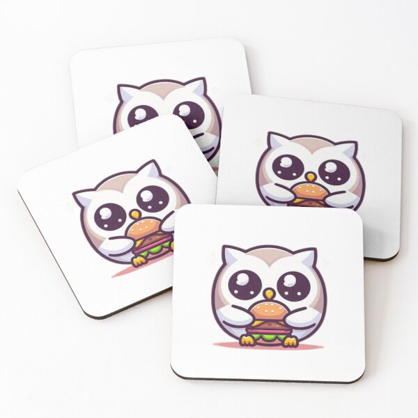 Item preview, owl eating burger designed and sold by Eternalski.