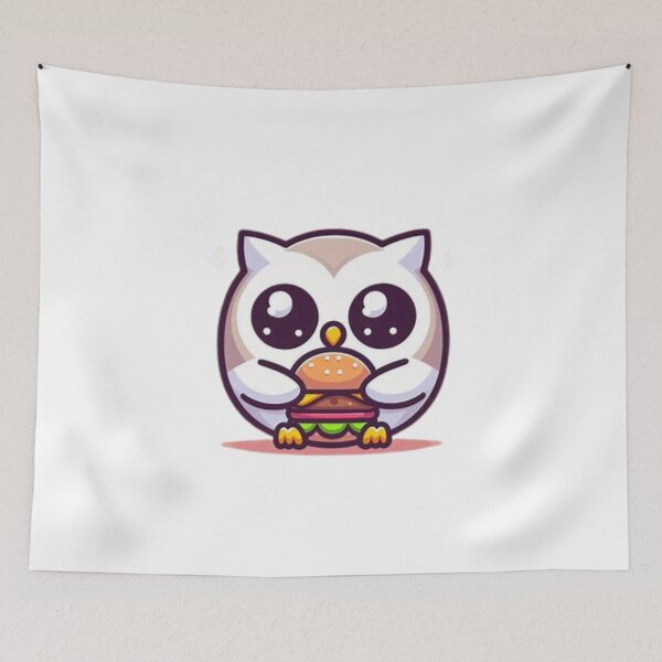 Item preview, owl eating burger designed and sold by Eternalski.