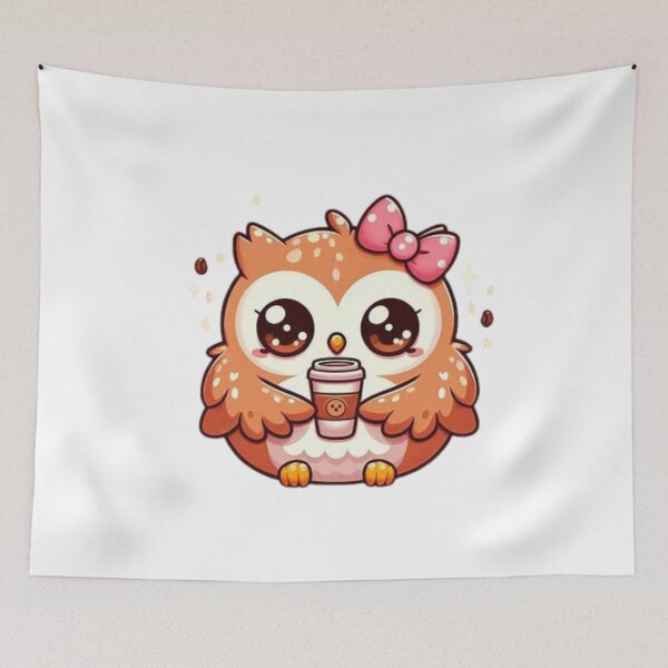 Item preview, owl with coffee designed and sold by Eternalski.