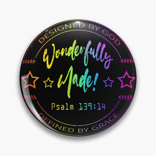 Vista previa del artículo con la obra «Diseñado por Dios, definido por la gracia - Maravillosamente hecho | Versículo bíblico inspirador - Salmo 139:14 | Diseño tipográfico multicolor de fe y gracia cristiana», diseñado y vendido por ZechJohnRB.