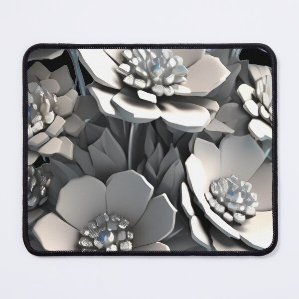 Item preview, Silver Metallic 3D Flower on Black – Elegant Design for Phone Cases, Apparel & Home Decor" designed and sold by Rainbow Paws Garden.