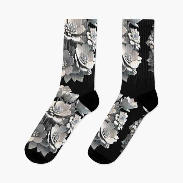 Item preview, Silver Metallic 3D Flower on Black – Elegant Design for Phone Cases, Apparel & Home Decor" designed and sold by Rainbow Paws Garden.