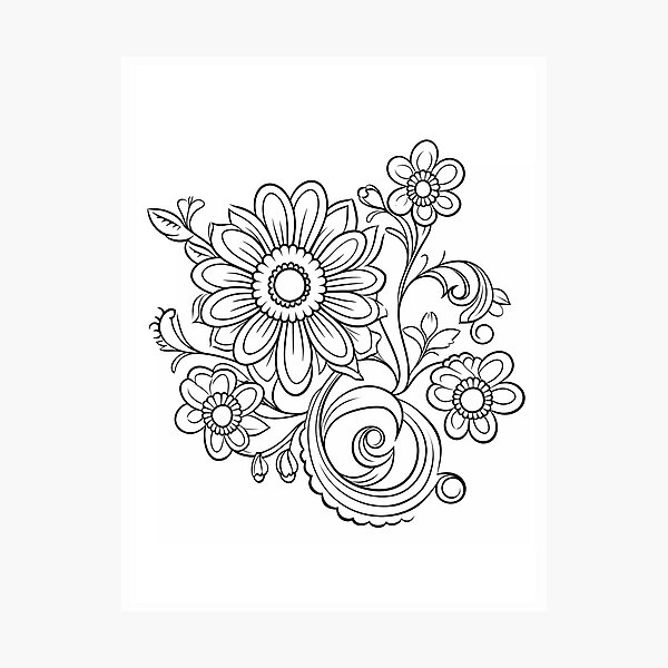 Item preview, Flower #20 Coloring Page Pattern  designed and sold by DavidColoring.