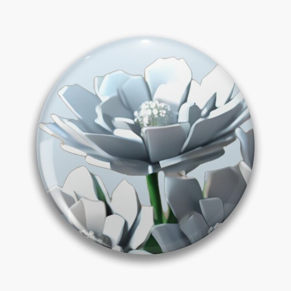 Item preview, Silver Metallic Blue 3D Flower in Pot – Elegant Design for Stickers, Phone Cases, Bedspreads & More designed and sold by Rainbow Paws Garden.