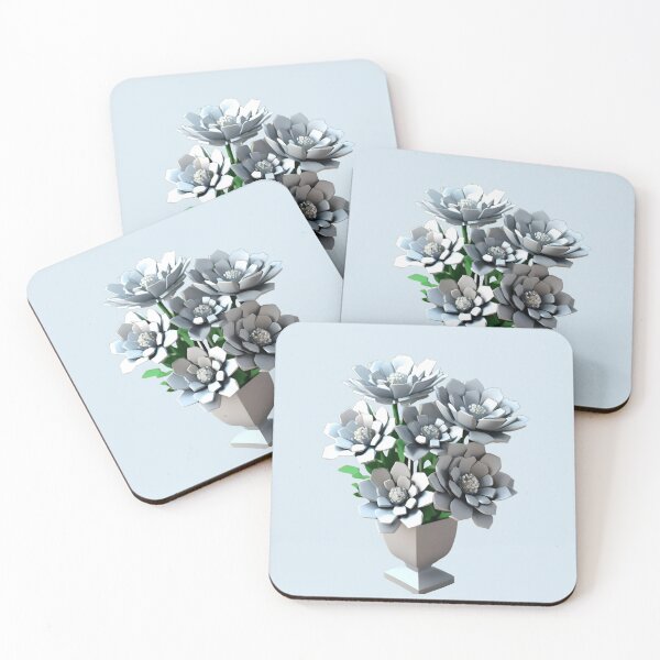 Item preview, Silver Metallic Blue 3D Flower in Pot – Elegant Design for Stickers, Phone Cases, Bedspreads & More designed and sold by Rainbow Paws Garden.