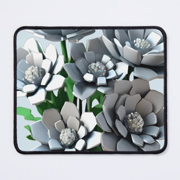 Item preview, Silver Metallic Blue 3D Flower in Pot – Elegant Design for Stickers, Phone Cases, Bedspreads & More designed and sold by Rainbow Paws Garden.