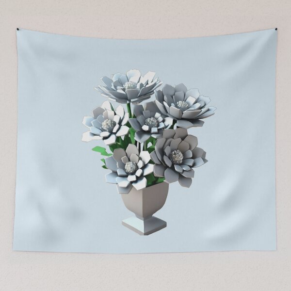 Item preview, Silver Metallic Blue 3D Flower in Pot – Elegant Design for Stickers, Phone Cases, Bedspreads & More designed and sold by Rainbow Paws Garden.