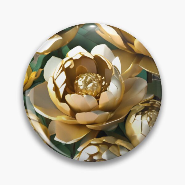 Artikelvorschau, Peony Flower in Gold Green Pot – 3D Elegant Design for Stickers, Phone Cases, Home & Fashion Decor entworfen und verkauft von Rainbow Paws Garden.