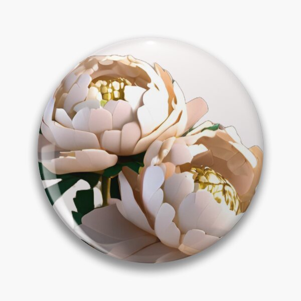 Artikelvorschau, White Blush & Gold Peony 3D Design – Elegant Floral Art for Stickers, Phone Cases, Home & Fashion entworfen und verkauft von Rainbow Paws Garden.