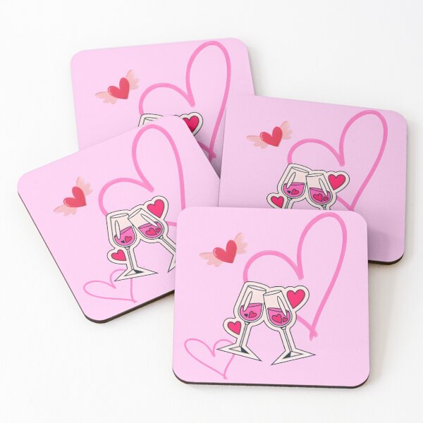 Item preview, Couple of Glasses with Hearts Valentine designed and sold by DreamagineArtDesign.