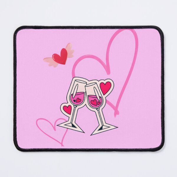 Item preview, Couple of Glasses with Hearts Valentine designed and sold by DreamagineArtDesign.