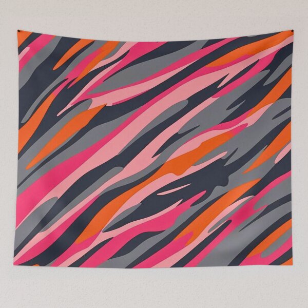 Item preview, Striking Tiger Stripe Pattern Art Merging Bold Pink Gray Orange Camouflage Elements designed and sold by CamouflageLab.