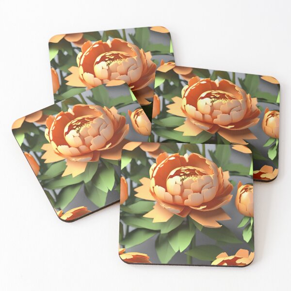 Item preview, Vibrant Orange Peonies 3D Design – Stickers, iPhone Cases, Bedspreads & More" designed and sold by Rainbow Paws Garden.
