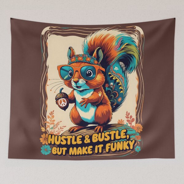Item preview, Hustle & Bustle, But Make It Funky - Groovy Squirrel Boho 70s Art | LaLi Designs designed and sold by LaLi-Designs.