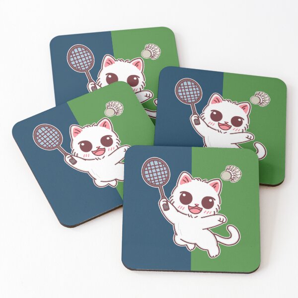 Item preview, Badminton Fan with Adorable White Cat designed and sold by BGMeYou.