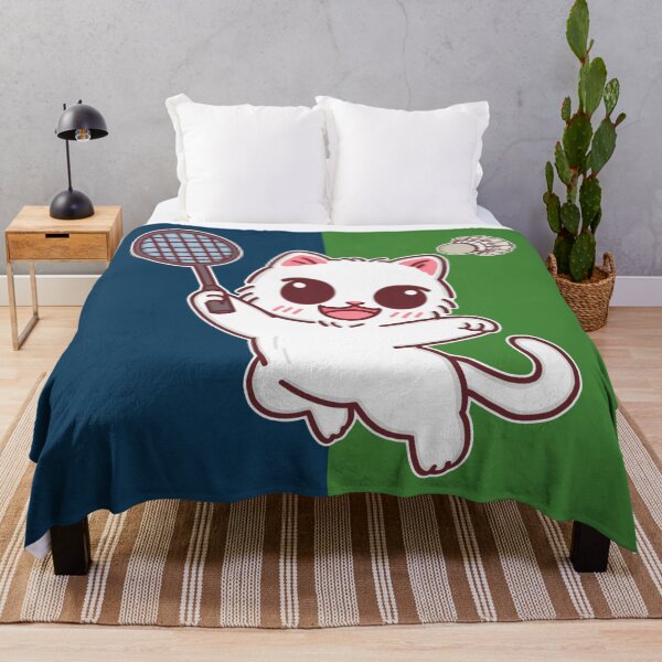 Item preview, Badminton Fan with Adorable White Cat designed and sold by BGMeYou.