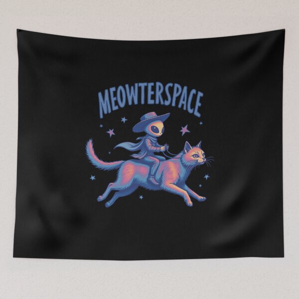 Item preview, Meowterspace – Alien Cowboy Riding a Cosmic Cat designed and sold by CrewDesigns.
